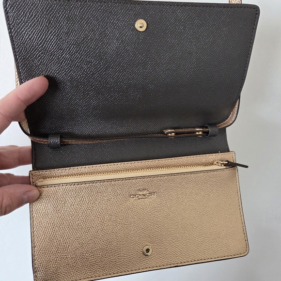 Coach Hayden Foldover Crossbody Clutch Gold Glitter Collection Glam Cocktail